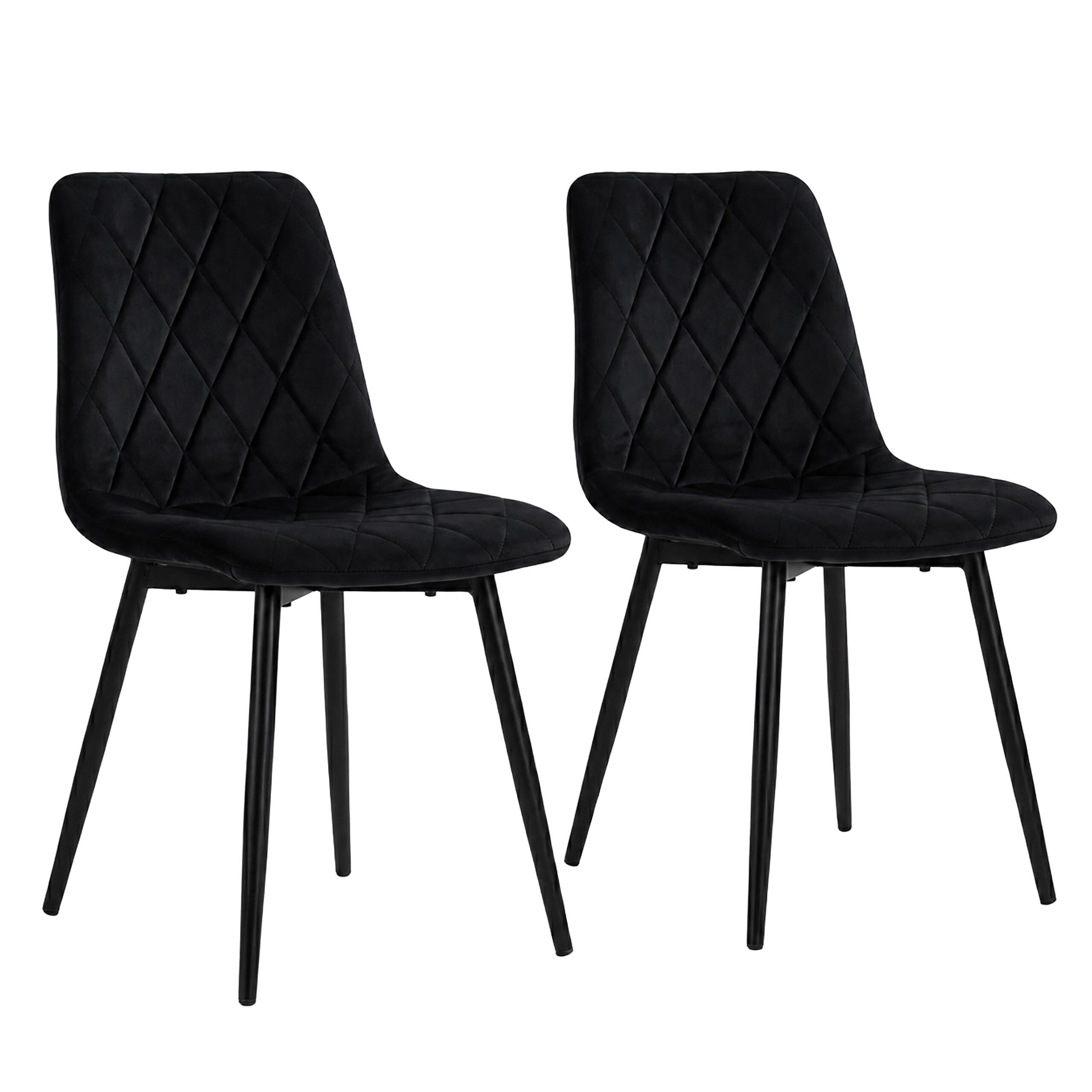 STOL Svart 2-pack sammet metallben - Svart, Trä/Textil (43/86/53.5cm) - Relaxdays