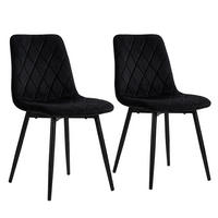 STOL Svart 2-pack sammet metallben - Svart, Trä/Textil (43/86/53.5cm) - Relaxdays