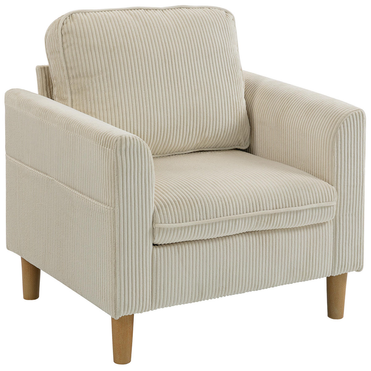 SESSEL DE-13500 1-Sitzer mit Federkern, Kordelsamt Beige - Beige, Textil (74/87/83cm) - ComfortXL
