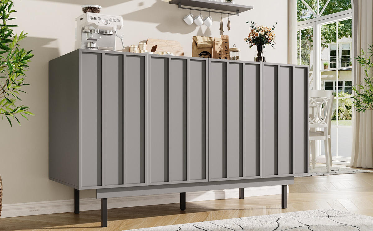 SIDEBOARD mit 4 Türen und verstellbaren Regalen, 140/38.5/82.5cm - Grau, Holzwerkstoff (140/82.5/38.5cm) - Urban Meuble