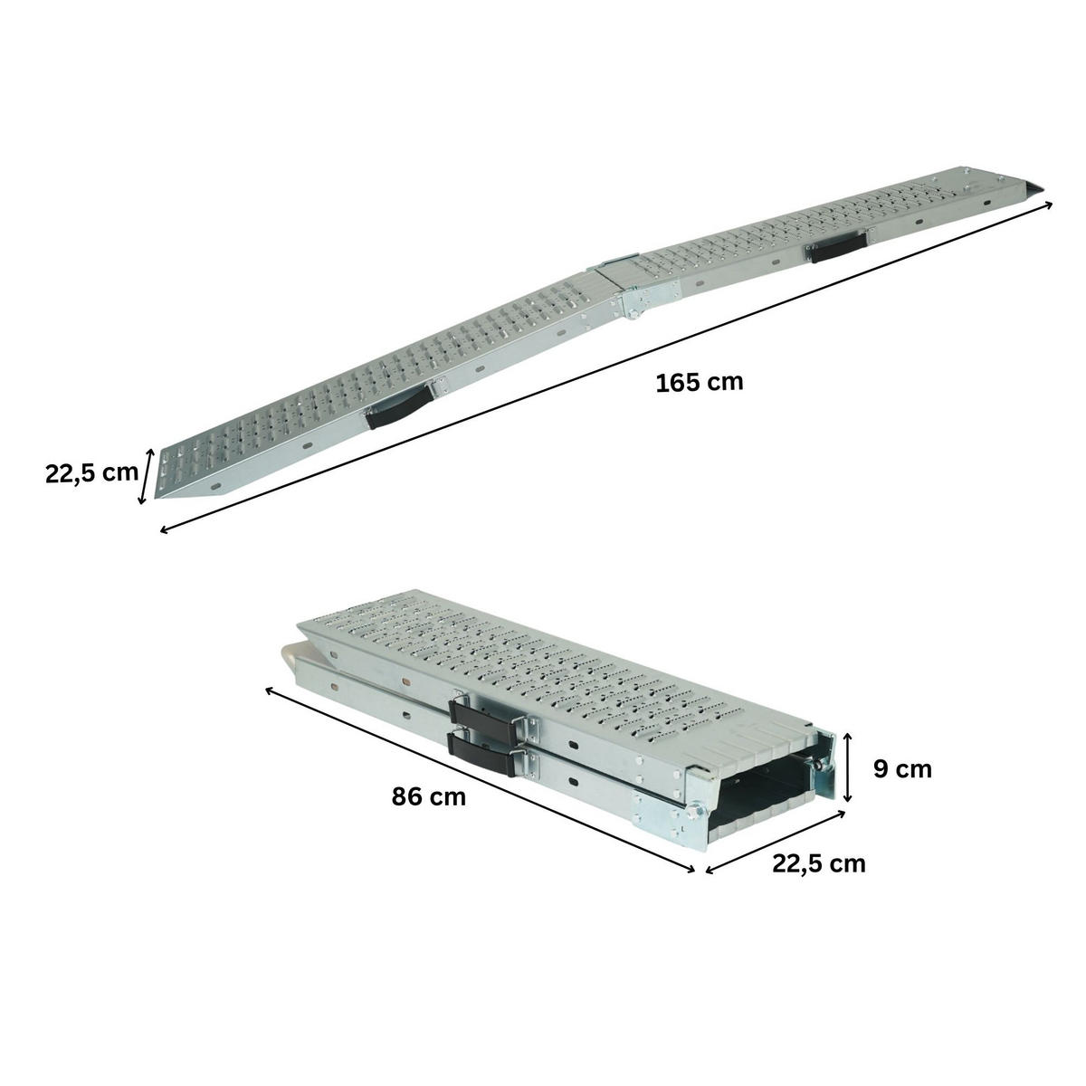 AUFFAHRRAMPE 2er-Set Schwerlastrampe Titan klappbar 22,5x165x4,5cm Traglast 200kg Verzinkt - Silberfarben, Metall (4.5/165/22.5cm) - PROREGAL