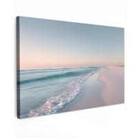 LEINWANDBILD Küstenlinie - Pastell - Wasser Wohnzimmer Groß 120x80 cm - Pastellblau, Textil (120/80cm) - MuchoWow