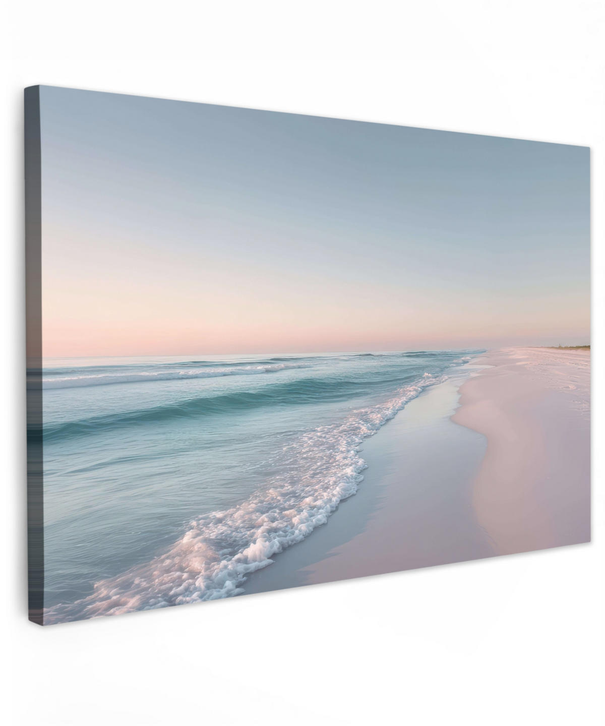 LEINWANDBILD Küstenlinie - Pastell - Wasser Wohnzimmer Groß 120x80 cm - Pastellblau, Textil (120/80cm) - MuchoWow