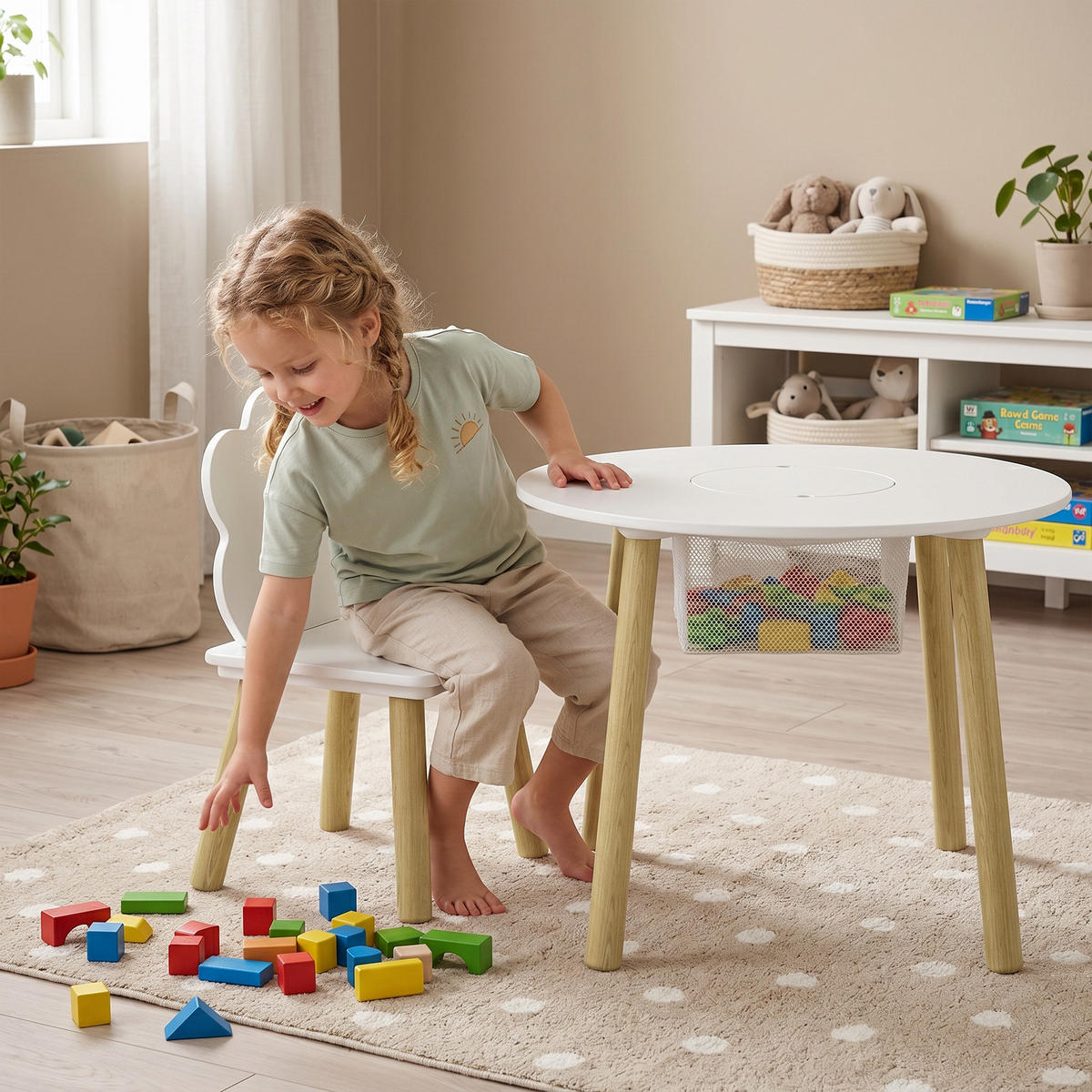KINDERTISCHGRUPPE Weiß 60.0/60.0/44.0cm - Weiß, Holzwerkstoff (60/44/60cm)