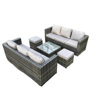 GARTENLOUNGE-SET Polyrattan 8-Sitzer - Dunkelgrau, Metall - Fimous