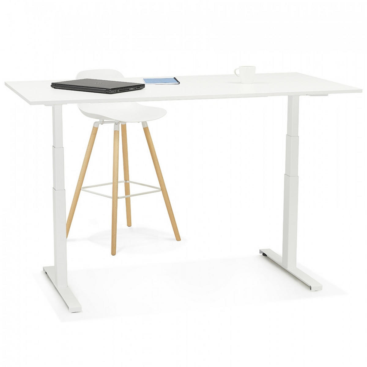 SCHREIBTISCH braun 140x70x127 cm - Weiß/Braun, Holz/Metall (140/70/127cm) - AlterEgo