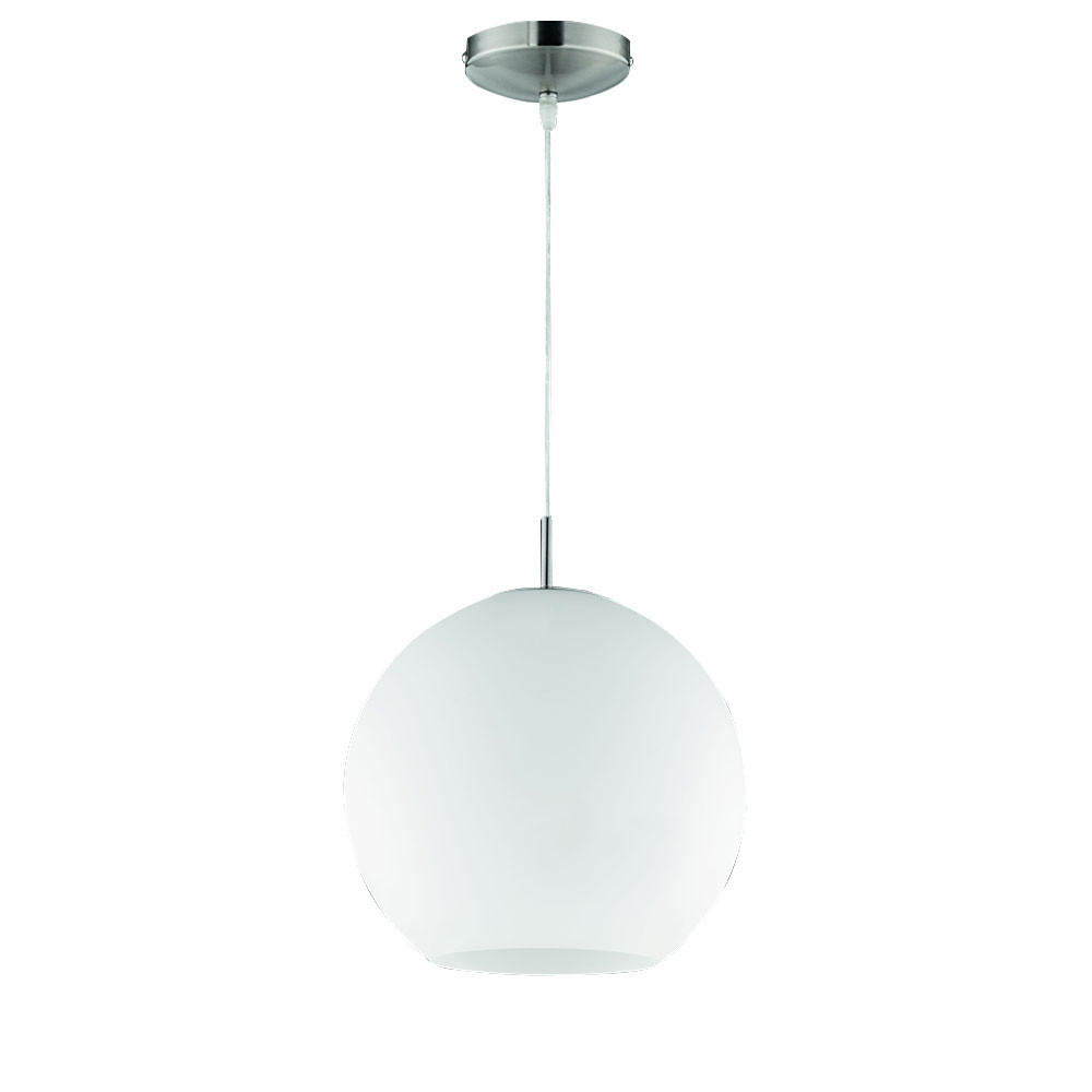 HÄNGELEUCHTE Glas Nickel Weiß MOON - Weiß, Glas (30/30/150cm)
