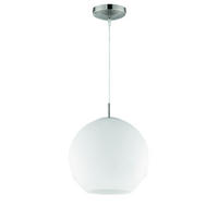 HÄNGELEUCHTE Glas Nickel Weiß MOON - Weiß, Glas (30/30/150cm)