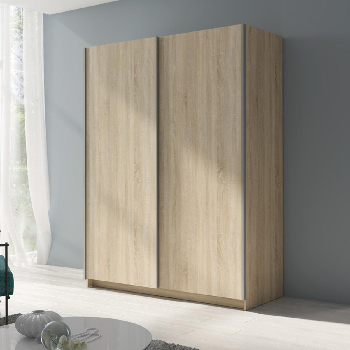 SCHWEBETÜRENSCHRANK 2-Türen 150 cm in Sonoma - Sonoma Eiche, Holzwerkstoff (62/198.5/150.6cm) - Home Collective