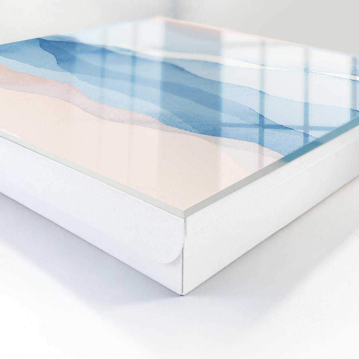 SCHLÜSSELBOX Weiß 30x30 cm – Türöffnung nach rechts - Entspannende Wellen - Blau, Metall (30/30/5cm) - TULUP