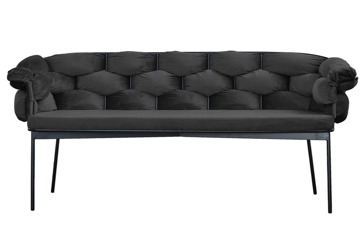 SITZBANK MONTY Schwarz Velvet - Schwarz, Textil (180/78/62cm) - KAWOLA
