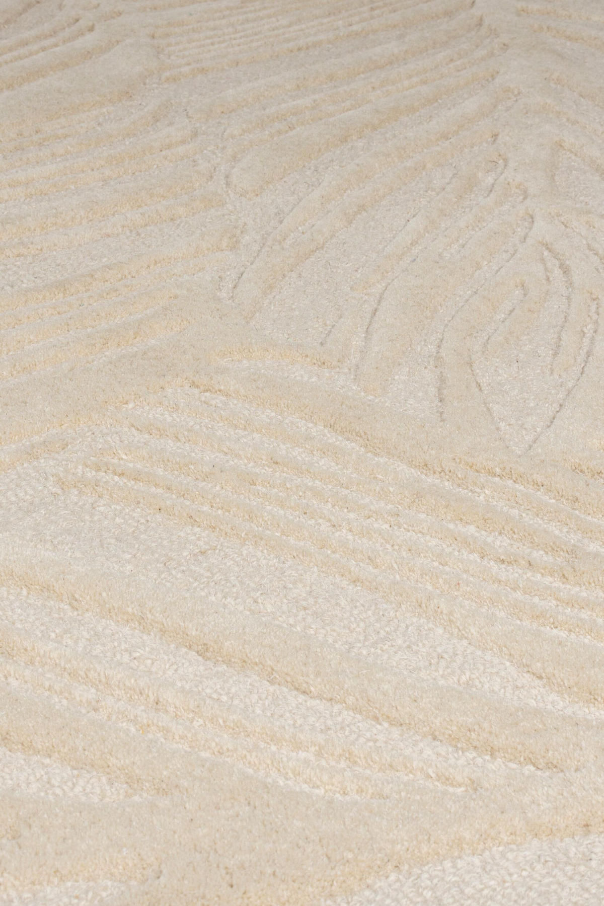 WOLLTEPPICH Blatt-Design, handgetuftet LEVEN LEE, Beige 200x290 cm - Beige, Textil (200/290cm) - KADIMA DESIGN