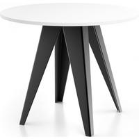 ESSTISCH Glory runder ausziehbarer, Weiß 100-140/100/76 cm - Schwarz/Weiß, Holzwerkstoff/Metall (100/100/76cm) - WFL GROUP