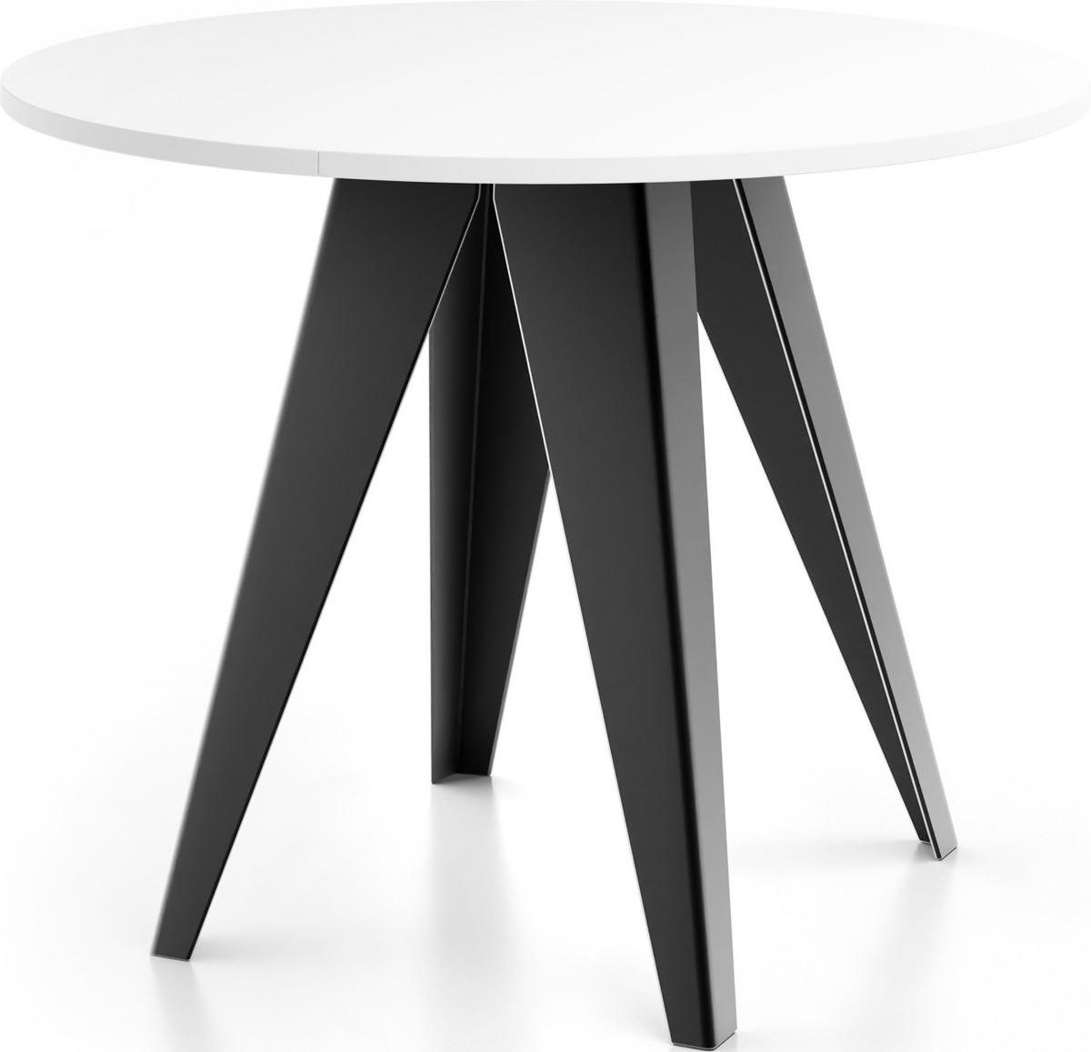 ESSTISCH Glory runder ausziehbarer, Weiß 100-140/100/76 cm - Schwarz/Weiß, Holzwerkstoff/Metall (100/100/76cm) - WFL GROUP