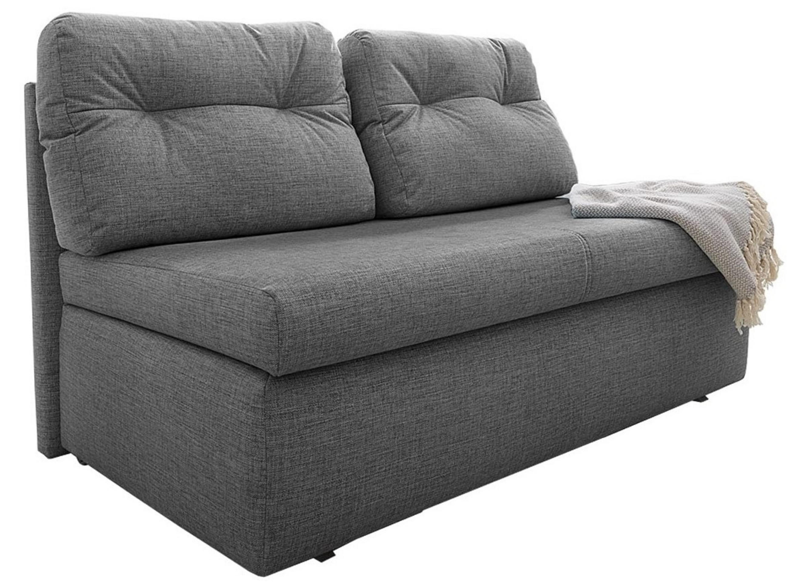 luma-home ROZKLÁDACÍ POHOVKA s úložným prostorem, Š136/H85/V86 cm, ležecká plocha 130×193 cm, mikrovlákno šedé / 15119