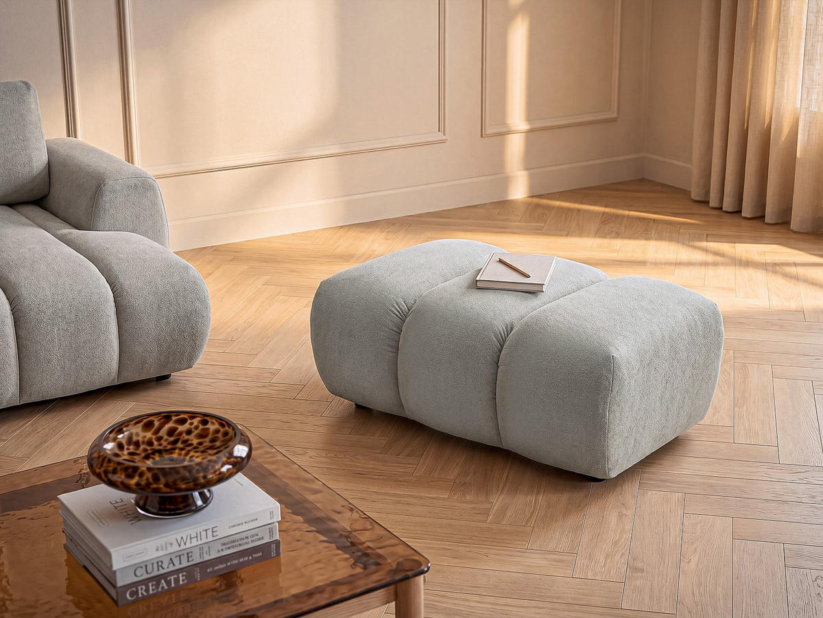 SITZHOCKER - 1 Person - stoff - hellgrau Fridora - Hellgrau, Textil (105/43/70cm) - Vente-Unique