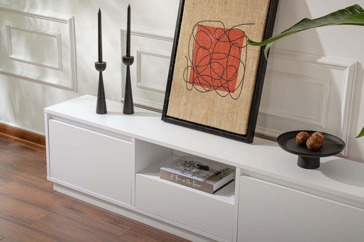 TV-MÖBEL Vanguard Weiß - Weiß, Holz (160/42/29cm) - Habitat Garten