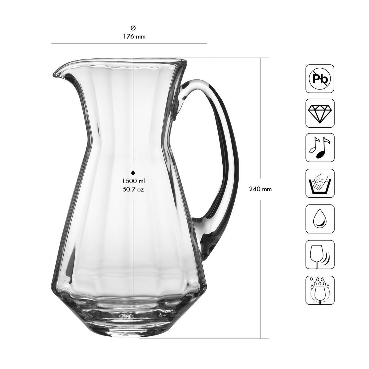 KRUG, 1 Stk., 1500 ml, Handgemacht - Transparent, Glas (1.5L) - Krosno Glass