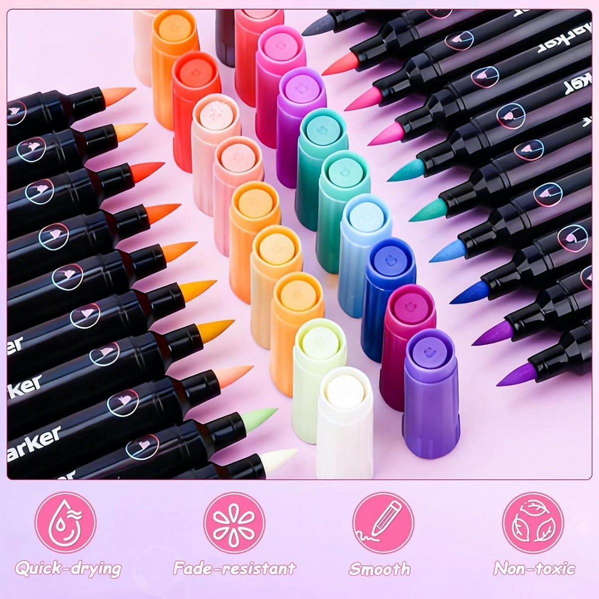 ACRYLSTIFTE Set 36 Stück mit Doppelspitze 72 Farben - Multicolor, Kunststoff (1/1/16.5cm)