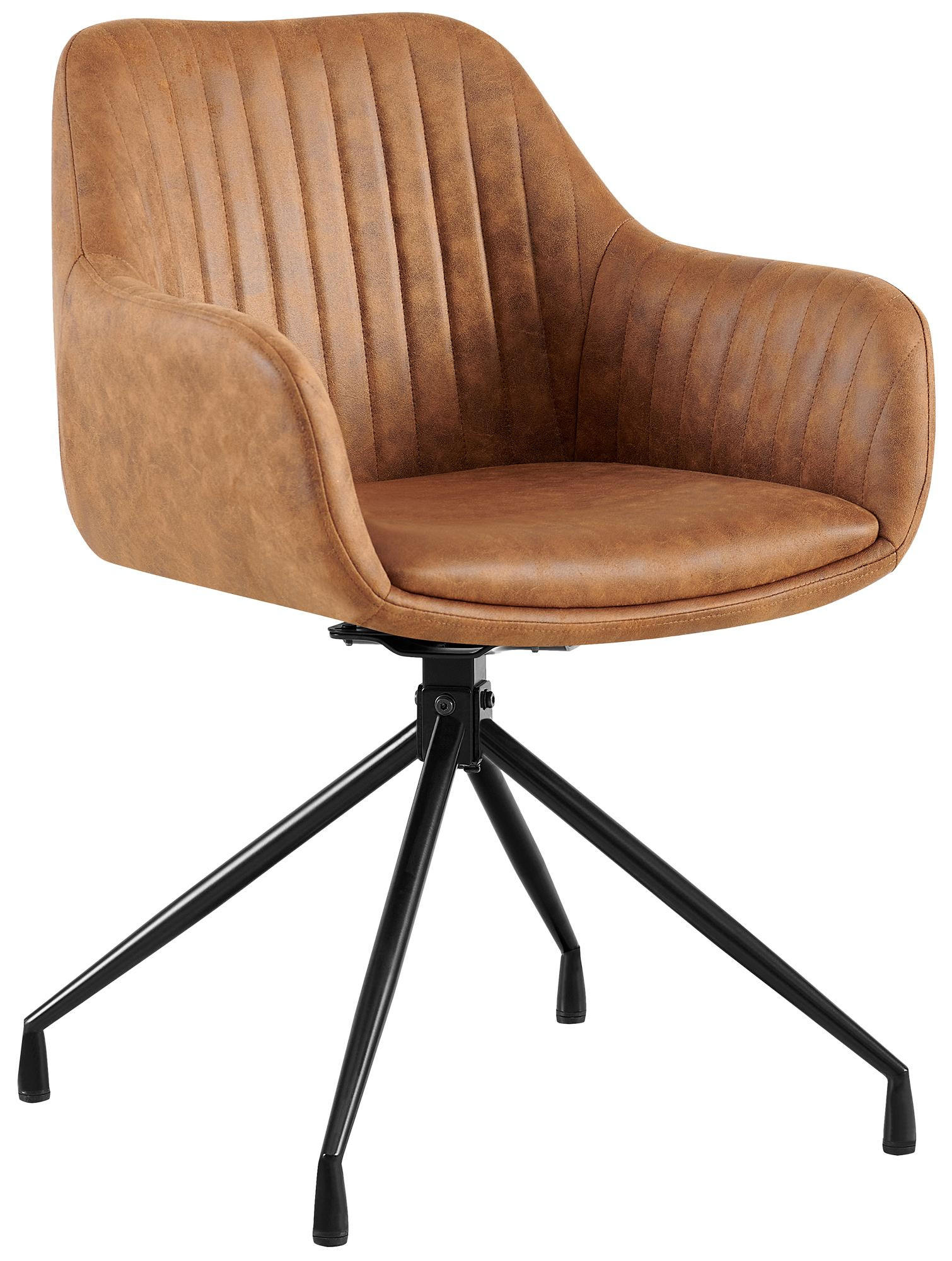 ESSZIMMERSTUHL Lederlook Hellbraun - Hellbraun/Schwarz, Textil/Metall (58/81/58cm) - CLP