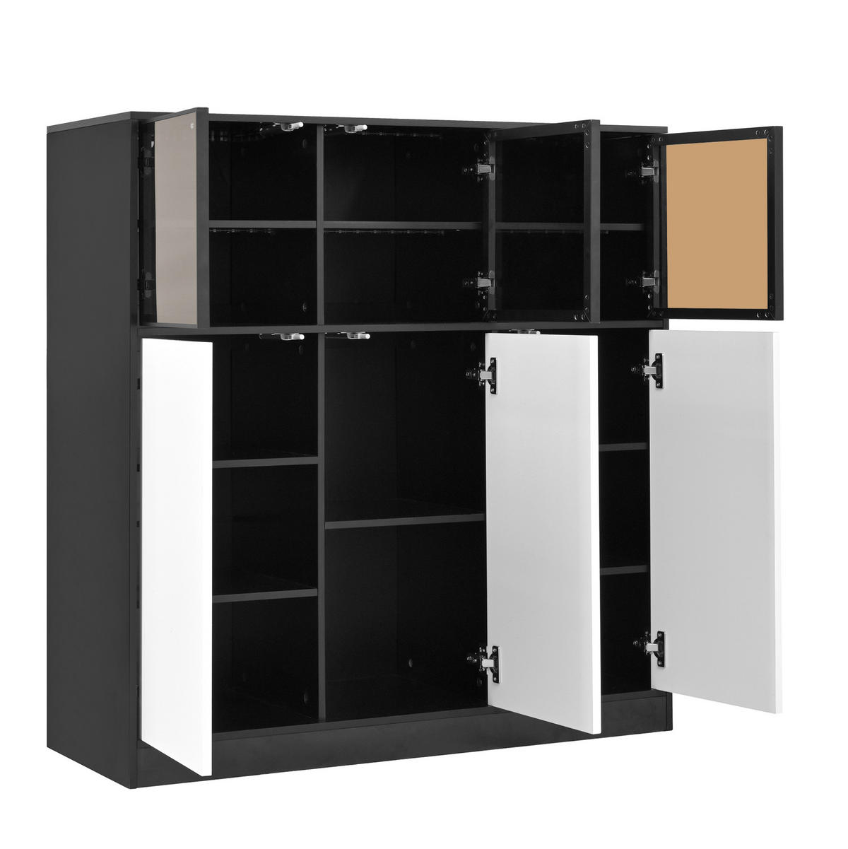 SIDEBOARD 100/40/105 cm schwarz/weiß aus Glas und Spanplatte mit LED - Schwarz, Glas (100/105/40cm) - OKWISH