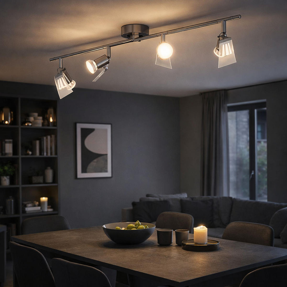 LED DECKENSPOt Nickel Silber - Silberfarben, Glas (71/14/14cm) - Globo Lighting