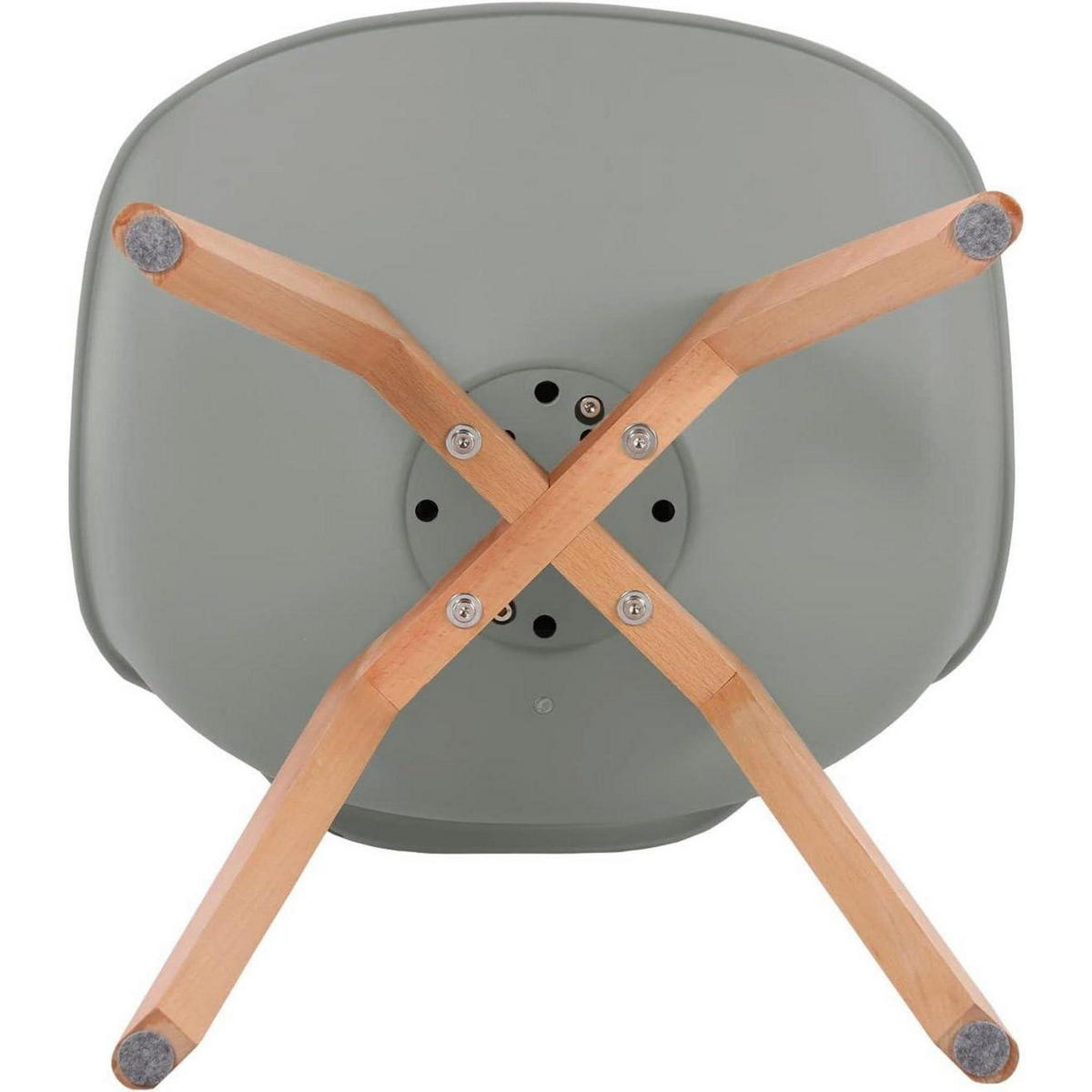 ESSZIMMERSTUHL 2er Set Kunstleder Grau Massivholzbeine - Grau, Kunststoff (47.5/82/41cm)