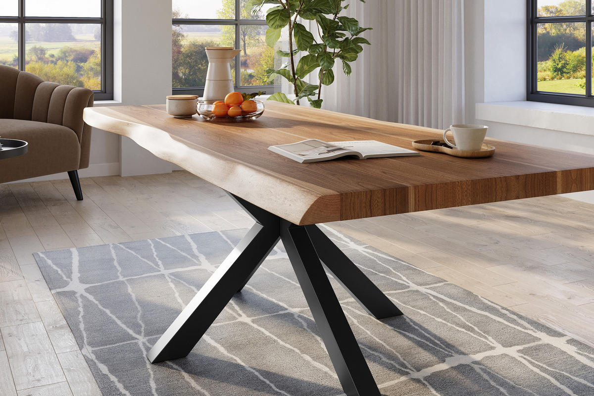ESSTISCH TITAN - Beige/Schwarz, Holz (110/240/79cm) - SAM