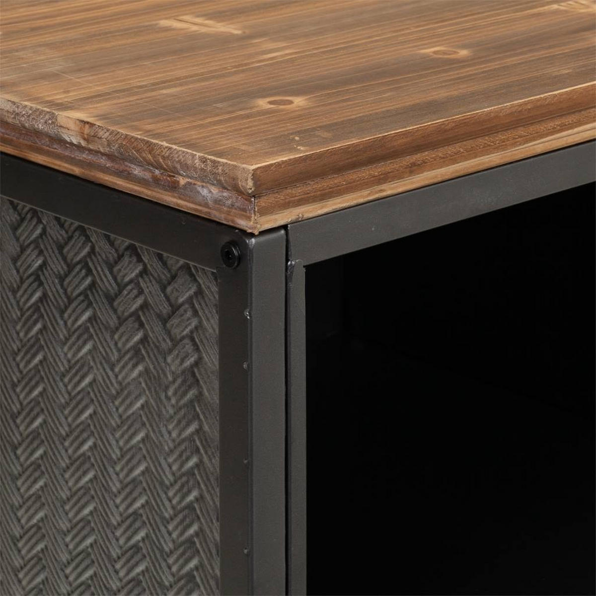 SIDEBOARD aus Metall und Holz, Schwarz, 122x36x83 cm - Multicolor, Metall (121.5/82.5/36cm) - Wanderlust
