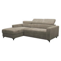 ECKSOFA Milano Premium Cord, Seite: Links LC+2R - Beige/Schwarz, Holz/Textil (236/172cm) - MIRJAN24