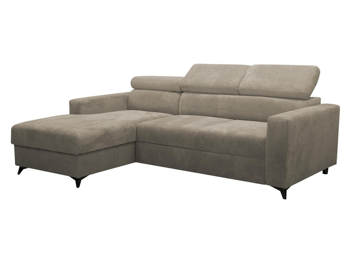 ECKSOFA Milano Premium Cord, Seite: Links LC+2R - Beige/Schwarz, Holz/Textil (236/172cm) - MIRJAN24