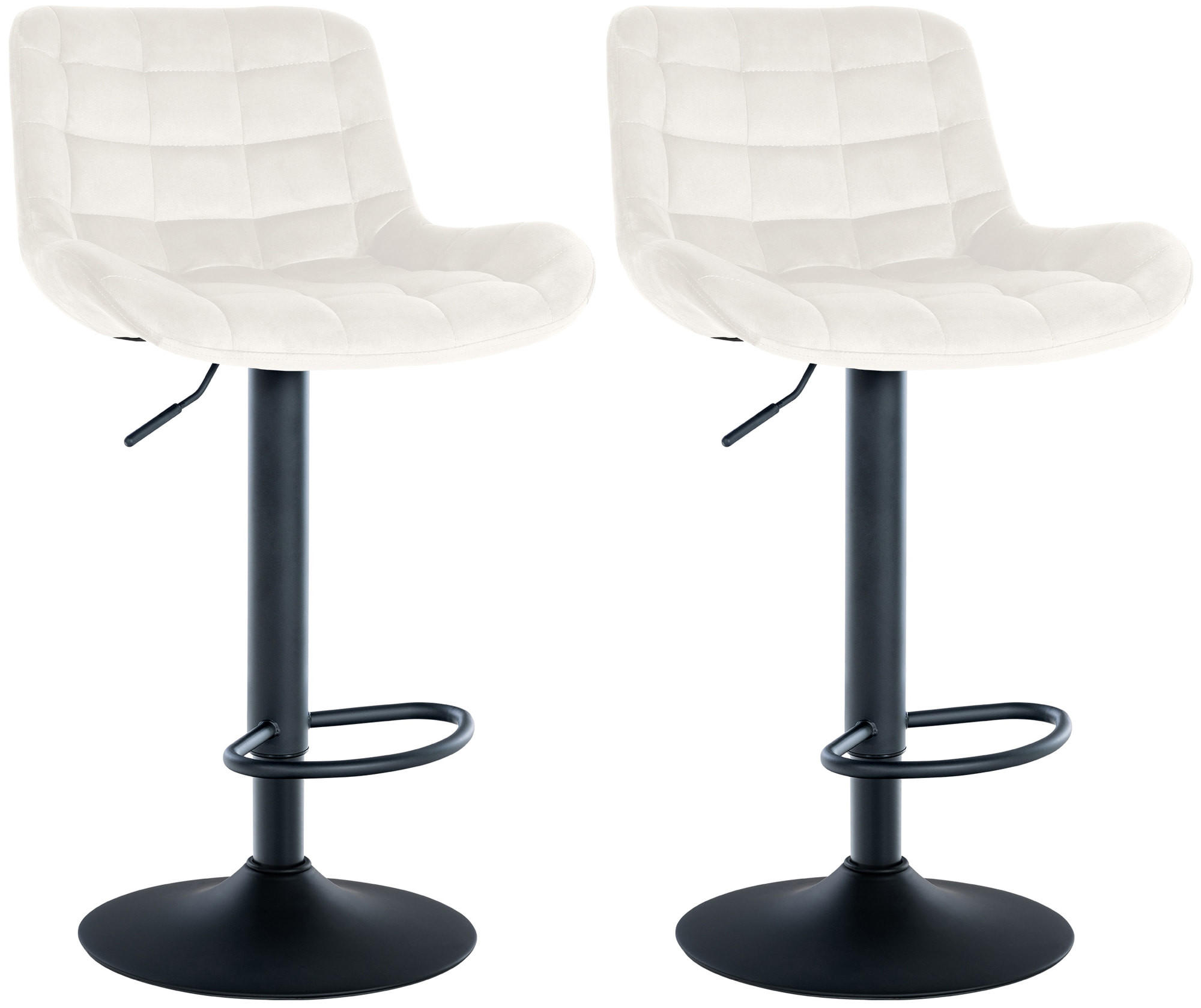 BARHOCKER 2er Set Samt creme - Creme/Schwarz, Textil/Metall (48/81/54cm) - CLP