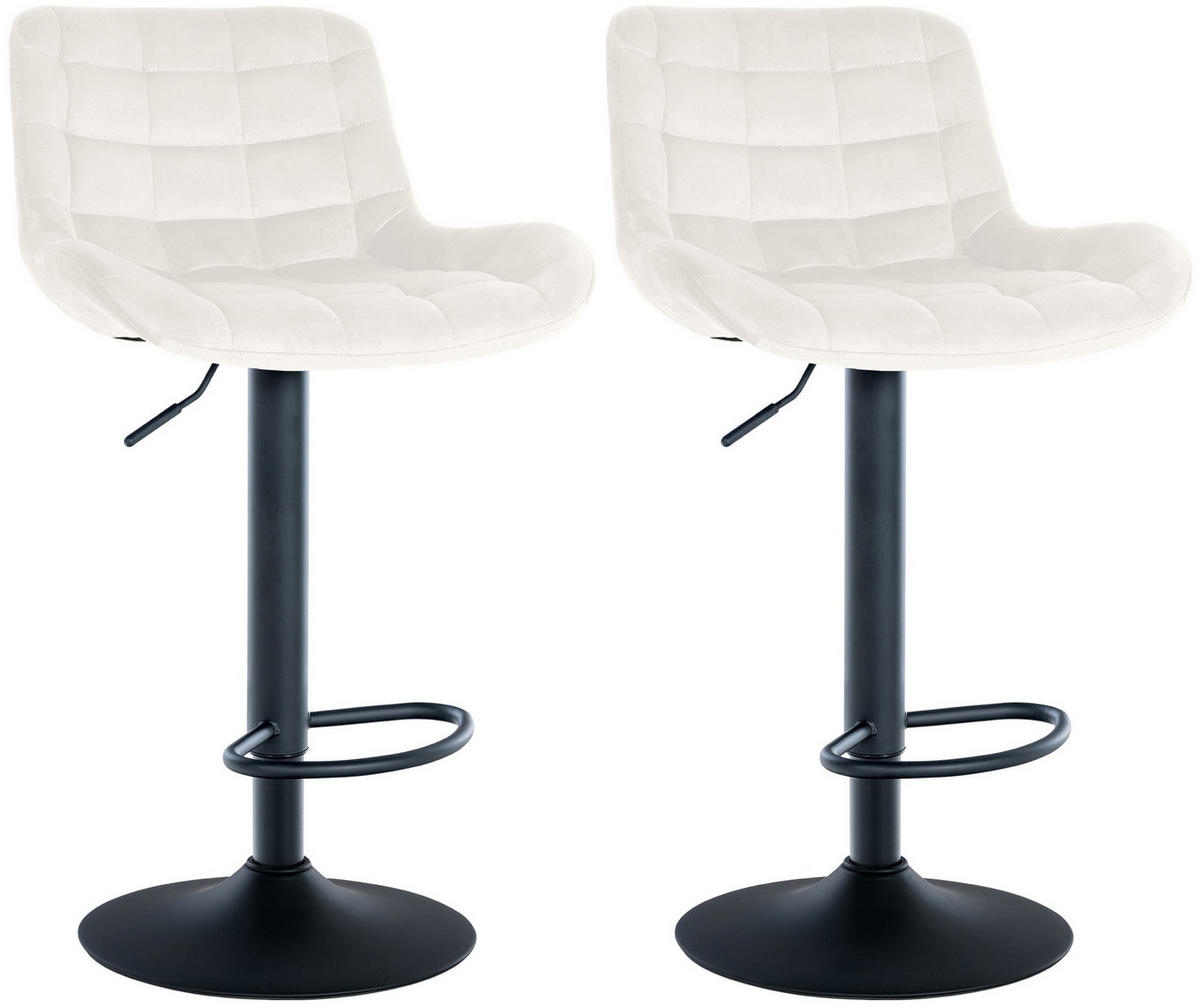 BARHOCKER 2er Set Samt creme - Creme/Schwarz, Textil/Metall (48/81/54cm) - CLP