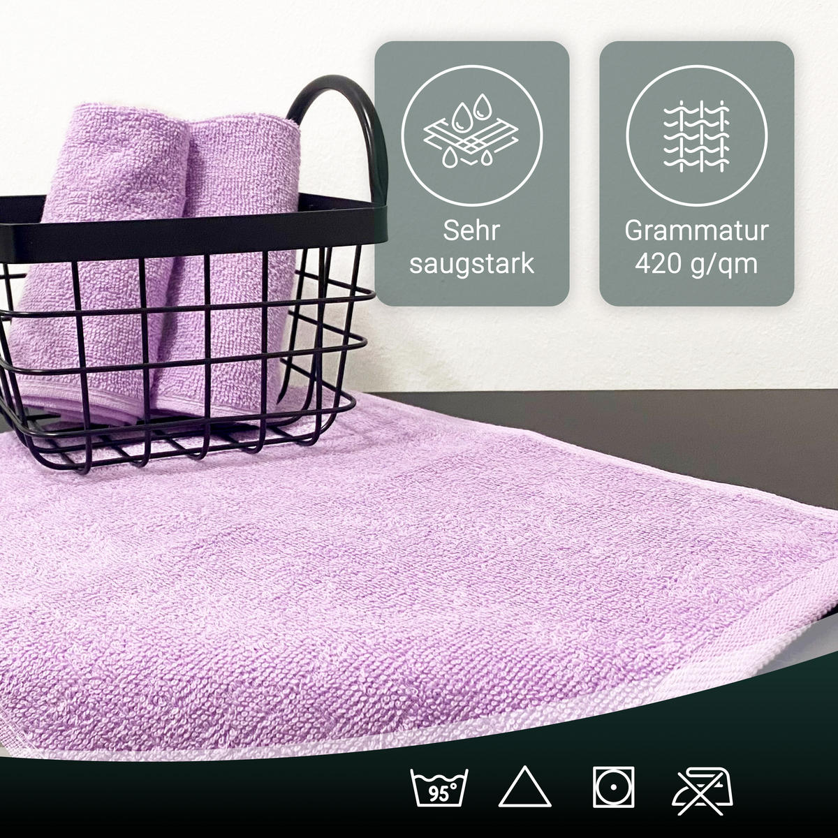 SEIFTÜCHER, 10er-Set, 30x30 cm, 100% Baumwolle, Lila - Flieder, Textil (30/30cm) - Zollner