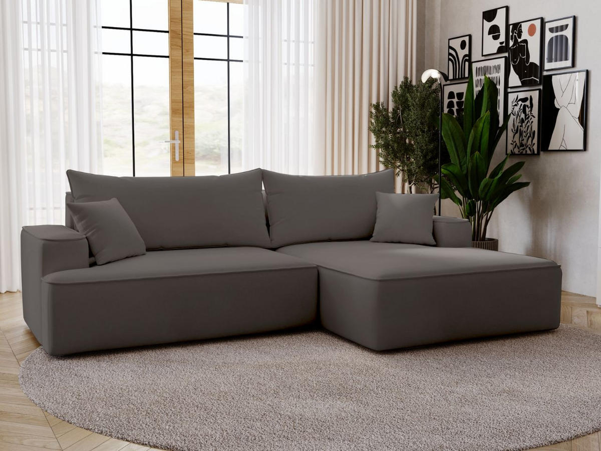 ECKSOFA California Dunkelgrau Rechts - Dunkelgrau, Holz/Textil (270/165cm) - Graingold