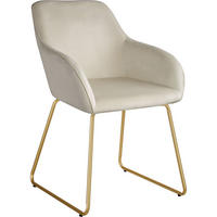 ESSZIMMERSTUHL Jeane,57 x 61 x 85,5 cm, Belastbarkeit 120 kg,Samtoptik creme/gold - Goldfarben/Samtahornfarben, Kunststoff (57/85.5/61cm) - tectake
