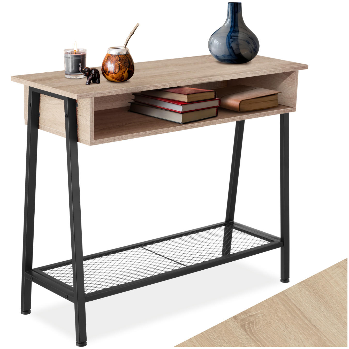 KONSOLENTISCH Tralee,100 x 35 x 80,5 cm,Industrial Holz hell, Eiche Sonoma - Naturfarben, Holzwerkstoff (100/35/80.5cm) - tectake