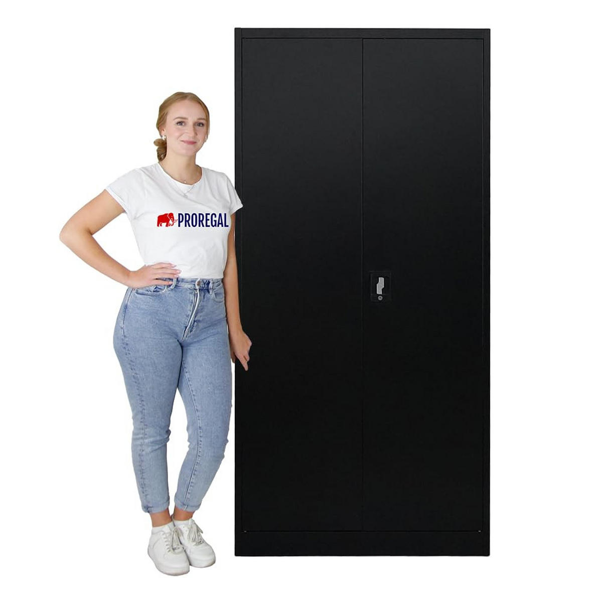 FLÜGELTÜRENSCHRANK Elephant 2er-Set 185x90x40cm 4 Fachböden Schwarz - Schwarz, Metall (180/185/40cm) - PROREGAL