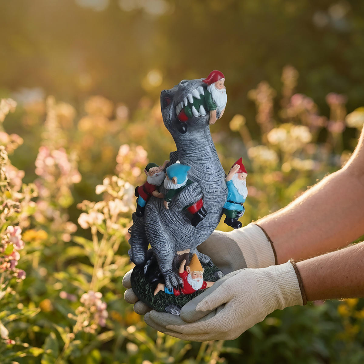 ZAHRADNÍ soška T-Rex - různobarevná, plast (15.5/28.5/9cm) - Relaxdays