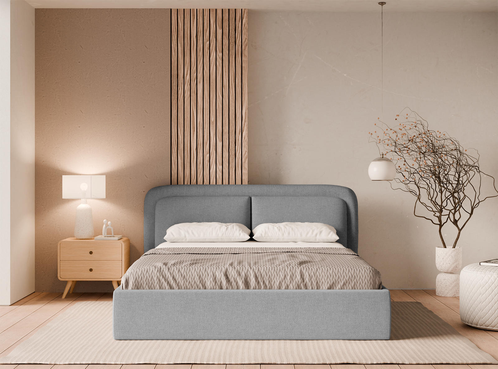 Thumbnail - Fedve Polsterbett, Dunkelgrau, Textil, 140x200 cm, Schlafzimmer, Betten, Polsterbetten