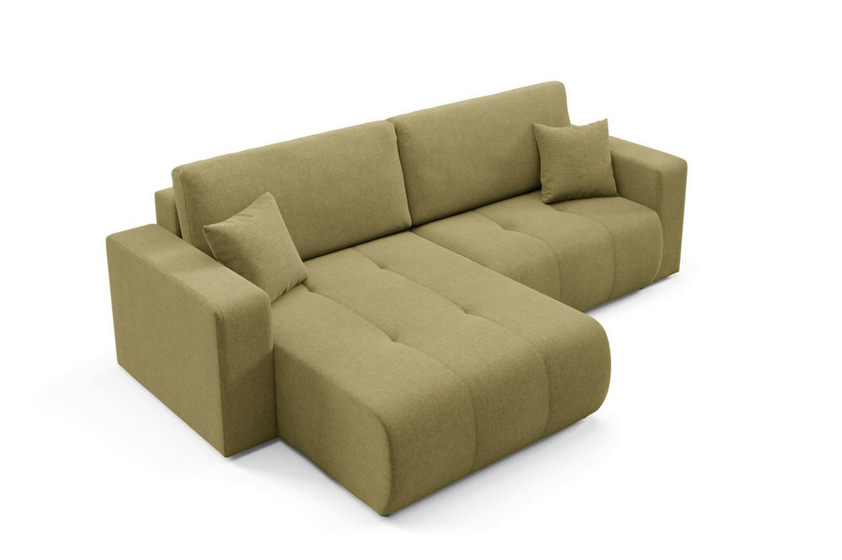 ECKSOFA Augusto - Dunkelgrün, Holzwerkstoff/Textil (244/149cm) - Fun Möbel