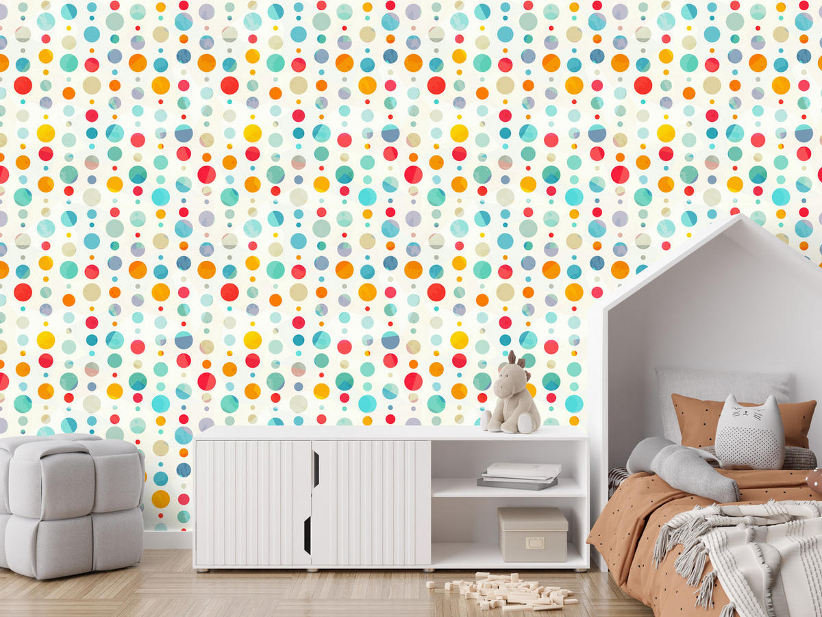 VLIESTAPETE Bunte Punkte – Bunt, Weiß – 50x1000 cm - Multicolor/Weiß, Papier (50/1000cm) - Muralo