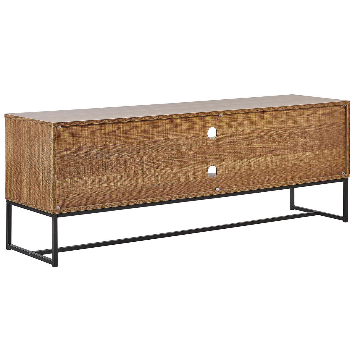 TV-BÄNK ljust trä/vit/svart Nueva - Vit/Ljusbrun, Träbaserade material (150/55/40cm) - Beliani