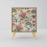 SIDEBOARD ORGANIC FOLKLORE, Eichefarben, 57,5x42x75,5 cm, Goldfarbene Metallfüße - Eichefarben/Goldfarben, Holzwerkstoff/Metall (57.5/75.5/42cm) - SpaceRebels