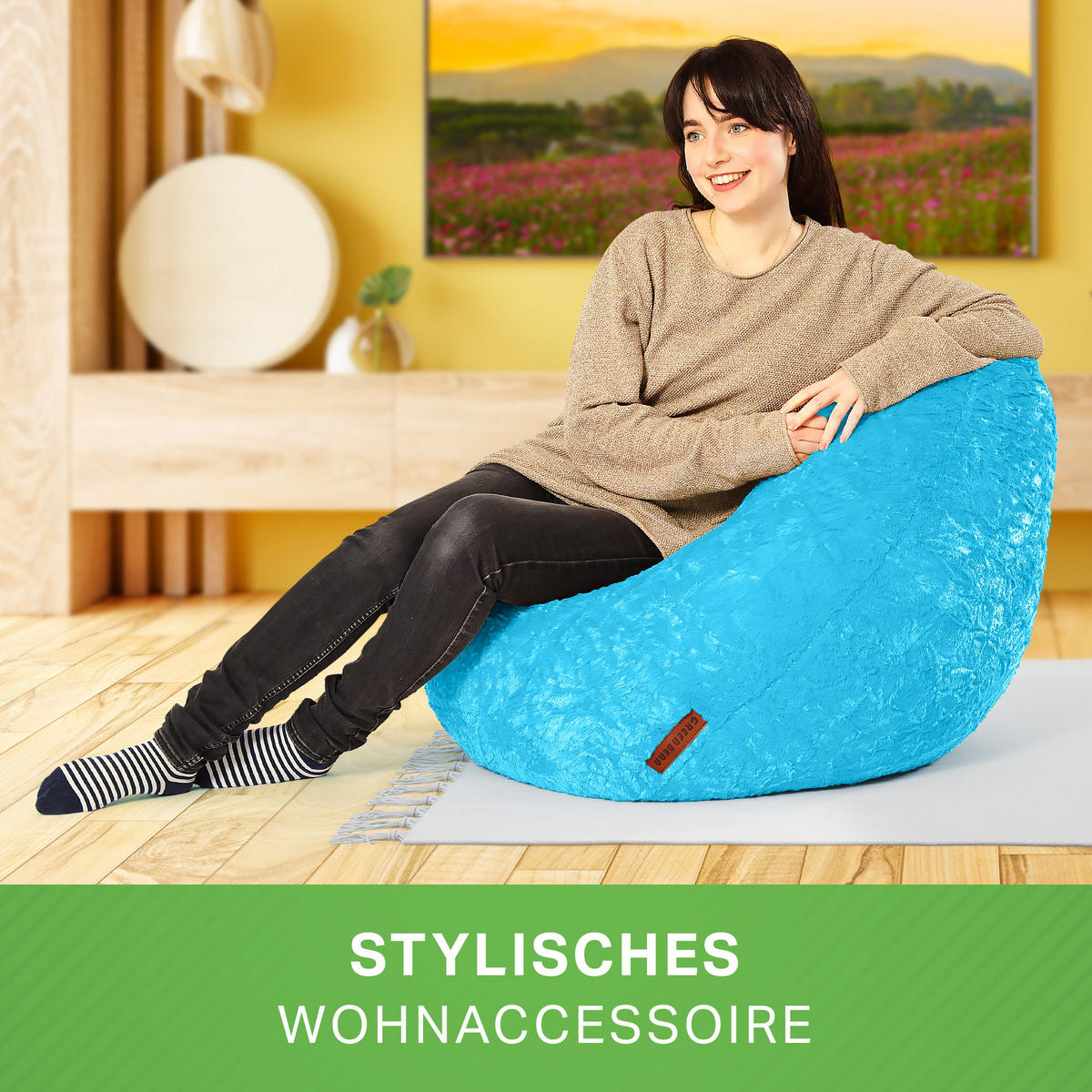 SITZSACK "Plüsch" 60x45x45cm - 120L - Hellblau, Textil (45/60/45cm) - Green Bean