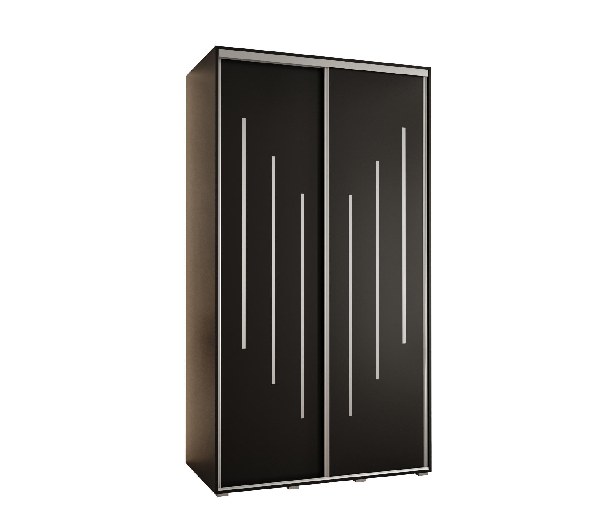 Abiks Möbel Schwebetürenschrank Schwarz, Schwarz, Silber 130x235x60 cm