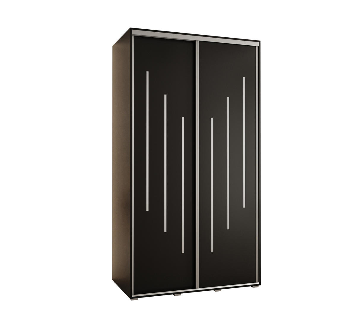 SCHWEBETÜRENSCHRANK 235,2/130/45 2-türig - Silberfarben/Schwarz, Holz/Metall (130/235/45cm) - Abiks Möbel