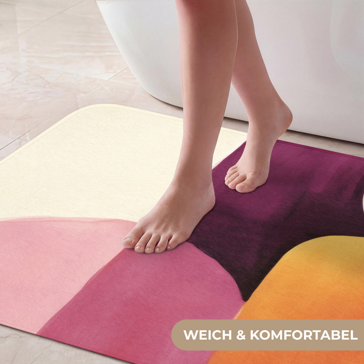KOUPELNOVÁ PŘEDLOŽKA Tvary - abstraktní - barevné 60x90 cm - terakotová, textil/plast (60/90cm) - OnlyWow