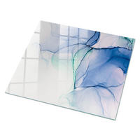 GLASPLATTE 80x60 cm – Bunte Wellen - Blau, Glas (0.4/80/60cm) - ArtPrintCave
