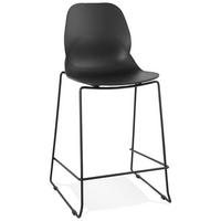 BARHOCKER Kunststoff Metall Sitzhöhe 65.5cm Stapelbar Rückenlehne QUIRON MINI, Schwarz 51,5x52x101 cm - Schwarz, Kunststoff/Metall (52/101/52cm) - KADIMA DESIGN